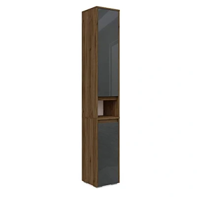 Image of Vicco Bathroom cabinet Majest, Anthracite high gloss/Walnut, 30.2 x 191.5 cm
