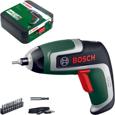 Image of Bosch Compact Cordless Screwdriver IXO (7th Generation; 3.6 V; 2.0 Ah; 5.5 Nm; with Micro USB Cable; Compatible Collection Attachments; Screws up to 190 Screws; in Storage Box)