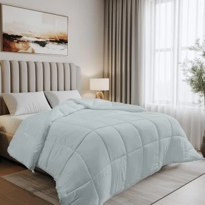 Image of Utopia Bedding King Duvet Bed Quilt 10.5 tog with Corner Tabs Box Stitched Down Alternative (King, Light Grey)