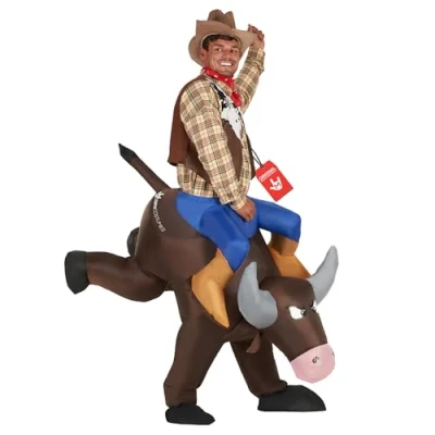 Image of Morph Costumes Inflatable Cowboy Costume Men Bull Rider Horse Adult Halloween