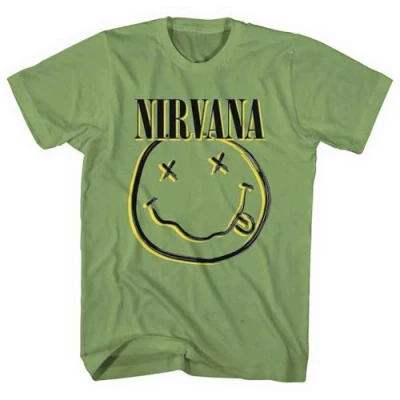 Image of Nirvana Inverse Grunge Face T Shirt L Green
