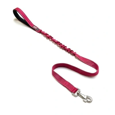 Image of Dog Lead With Shock Absorbing Bungee Cord Training Walking Leash Soft Padded Handle (Burgundy, 76&quot; (1.9 Metres))