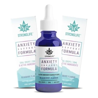 Image of Stronglife Anxiety Oil 8 Active Ingredients Valerian Root, Passionflower Extract, Ashwagandha, Maca Root Extract (Ginseng), Magnesium Citrate, Vitamin C, B6 &amp; B3 30 ml