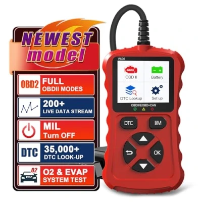Image of iKiKin Auto OBD2 Scanner Code Reader, OBDII Automatic Diagnostic Tool for Car Reader OBD EOBD Error Memory Reading All II Protocol Cars, Bright Red
