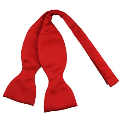 Image of TigerTie self bow tie aus 100% Polyester, color red quality in satin + Gift box with manual