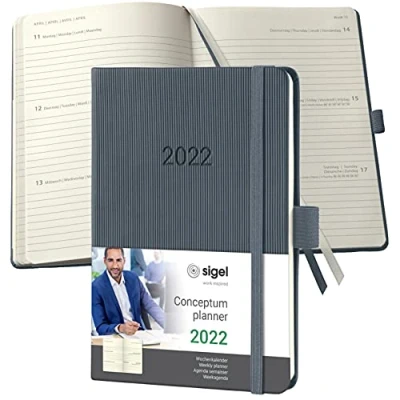 Image of Sigel C2267 Conceptum Weekly Planner 2022 10,8 x 15,1 cm hardcover 176 Pages Grey