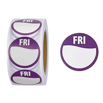 Image of Friday Food Labels Stickers Circular Day for Commercial Kitchen, Dots Rotation Restaurants and Catering (500 per Roll Friday)