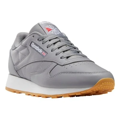 Image of Reebok Unisex Classic Leather Sneaker, Pure Grey 5 Ftwr White Rubber Gum 03, 3 UK