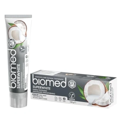 Image of Biomed Superwhite 97% Natural Whitening Toothpaste Enamel Strengthening Coconut Flavour, Vegan, SLES Free 100g