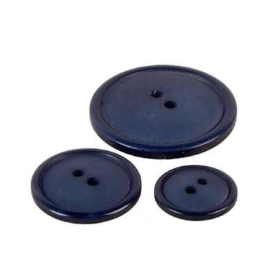 Image of MYMERCERIE Pack of 6 Round Buttons 2 Holes Classic Navy Blue Size 15 mm