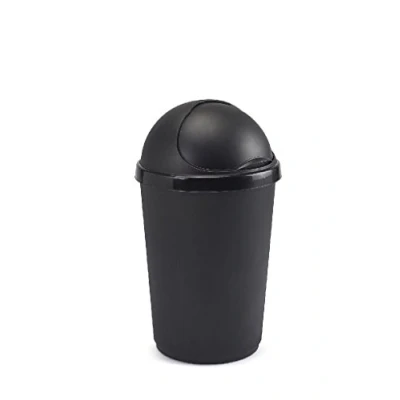 Image of Home In Style Plastic Bins Bullet Bin Recycling Waste Rubbish Cardboard Disposal Dustbin Flip Top Flap Lid (50L, Black)