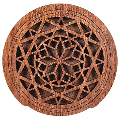 Image of Guitar Wooden Soundhole Sound Hole Cover Block Feedback Buffer Mahogany Wood for EQ Acoustic Folk Guitars,Style 1