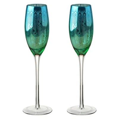 Image of Artland Peacock Set of 2 Champagne Flutes