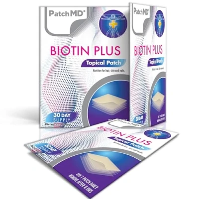 Image of PatchMD Biotin Plus™ 30 Daily Topical Patches. 100% Natural &amp; Vegan. Hypoallergenic Filler Free. High Absorption More bioavailable. Suitable for Sensitive stomachs bariatric.