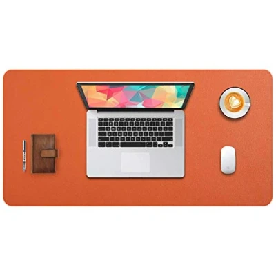 Image of DOBAOJIA Desk Pad Large, Extended Mouse Mat, Large XL, Blotter, Laptop Writing Pad, Mat for Office/Home, PU Leather Waterproof +Suede Non Slip 31.5&quot; X 15.7&quot;(Orange)