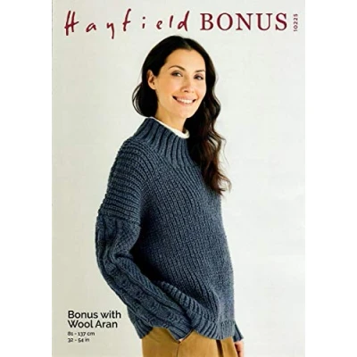 Image of Hayfield Bonus Aran Knitting Pattern 10225 Sweater
