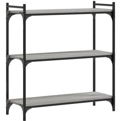 Image of vidaXL Bookcase 3 Tier Grey Sonoma 80x30x86 cm Engineered Wood