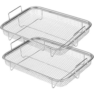 Image of FYOBOT Air Fryer Basket for Oven, Stainless Steel Grill Basket, Non Stick Mesh Tray Wire Rack Roasting