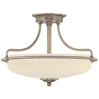 Image of Griffin 3 Light Semi Flush Ceiling Antique Nickel, E27