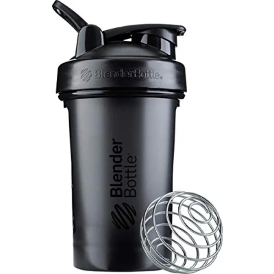 Image of BlenderBottle Classic V2 Shaker Bottle with Stainless Steel Ball, Perfect for Protein Shakes, Dishwasher Safe, 600ml, Black
