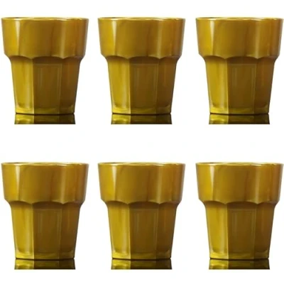 Image of BBP Rocks Tumbler Gold Reusable Polycarbonate Plastic 256ml/9oz Pack of 6