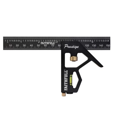 Image of Faithfull FAICS150CNC Prestige Combination Square Black Aluminium 150mm (6in)