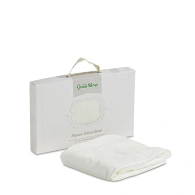 Image of The Little Green Sheep Organic Cotton Crib Fitted Sheet, Soft Jersey Sheet fits Most Cots 35x80cm 40x90cm, White