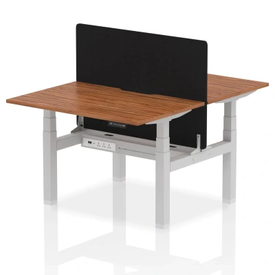 Image of Air B2B 1200x800 Adjustable 2P Bench Desk Scallop Walnut/Silver/Screen