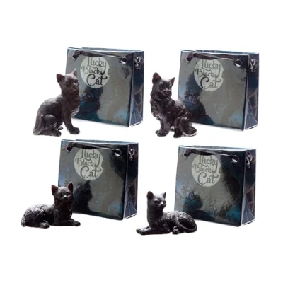 Image of Puckator Lucky Black Cat in a Mini Gift Bag Ornaments For The Living Room Home Gothic Witch Gifts Cute Goth Women Ornament Lovers Decor Figurine
