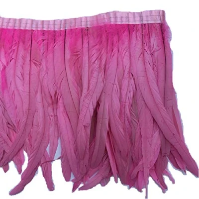Image of Sowder Rooster Hackle Feather Fringe Trim 10 12inch in Width Pack of 1 Yard(Pink)