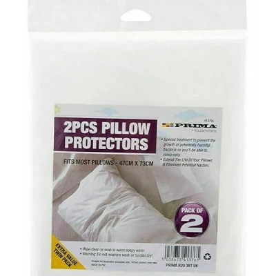 Image of New Waterproof Mattress Protector Cover Fitted Sheet Bed Vinyl Plastic (2Pcs Pillow Protector)