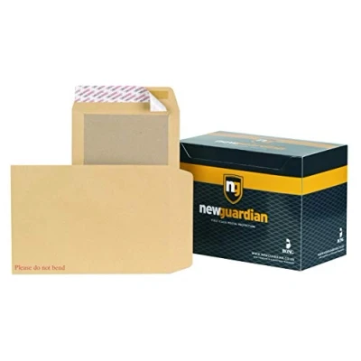 Image of New Guardian H26326 Envelopes Heavyweight Board backed Peel and Seal Manilla C4 [Pack of 125]