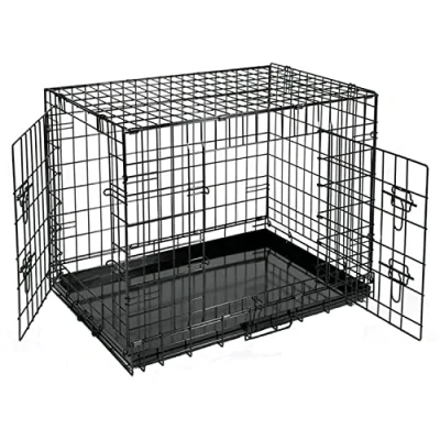 Image of Dog Puppy Cage X Large 42 inch Pet Folding 2 Door Crate Animal Carrier Metal Training with Removable Base Tray