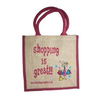 Image of Shopping is Great Reusable Jute Bag 31cm x