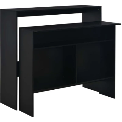 Image of vidaXL Bar Table with 2 Tops Black 130x40x120 cm