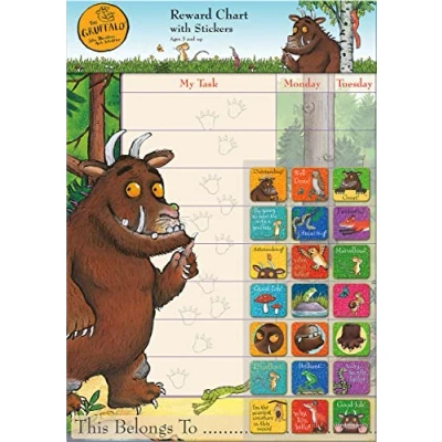 Image of Paper Projects 01.70.30.016 Gruffalo Reward Chart and Sparkly Stickers, 29.7cm x 21cm