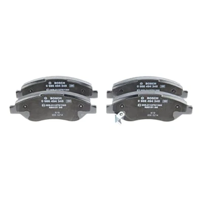 Image of 1605355, 93189822, 93192895 Brake pad set BOSCH 0 986 494 345 Low Metallic with acoustic wear warning anti squeak plate VAUXHALL: Corsa Mk3