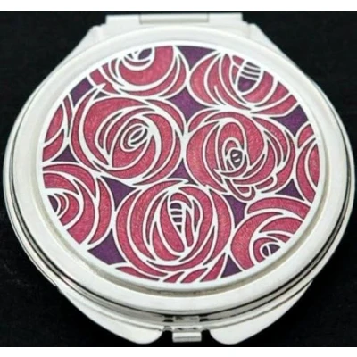 Image of Sea Gems presented by Celtic Glass Designs Compact Mirror in a Mackintosh Roses Design. (Red)
