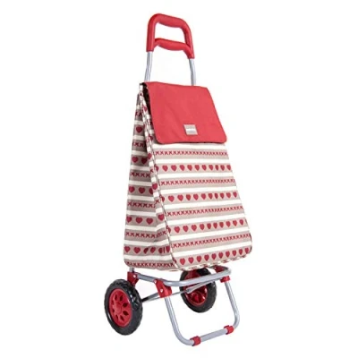 Image of Sabichi Bistro 2 Wheel Shopping Trolley 40L Capacity, Lightweight, Thermal Insulation Liner, Red/Brown Ergonomic Handle Steel Frame 600Denier Polyester Bag