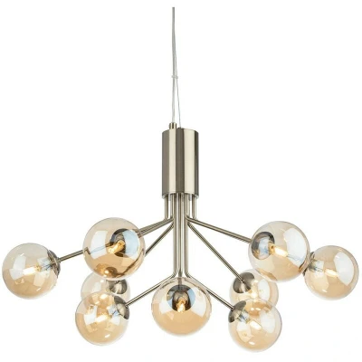 Image of Montana 9 Light Globe Fitting Antique Brass with Amber Glass