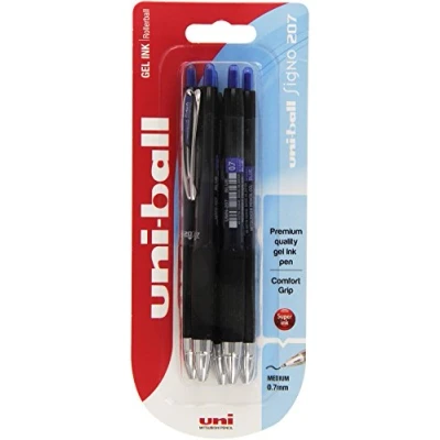 Image of uni ball Signo Gel UMN 207 Retractable Rollerball Pens Blue, Pack of 5
