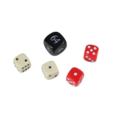 Image of Replacement Backgammon Dice Set Black Doubling Cube Red &amp; Cream Dices