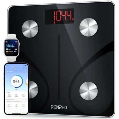 Image of RENPHO Scale for Body Weight 500lbs, Extra High Capacity Smart Bathroom with Ultra Wide Platform 12 x inches, Fat Large LED Display, Health Monitor Sync App, Elis 1