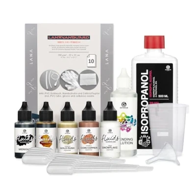 Image of Octopus 5 x 30 ml Fluids alcohol ink Complete Kit blumenkindjen with Blending Solution, Paper and supplies for art