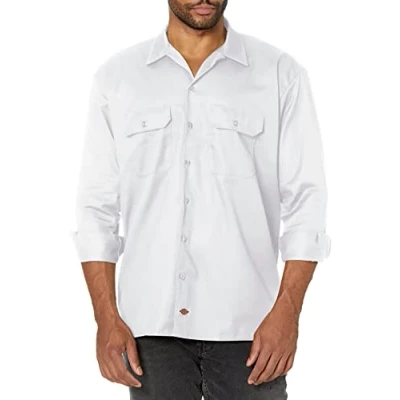Image of Dickies Men&#039;s Short Sleeve Work Shirt Button, White V1, XXXXXL Big