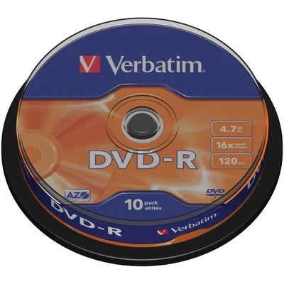 Image of Verbatim® Single Writable DVD R Spindle 4.7GB 16X (10 Pack) You will receive 1 pack of 10