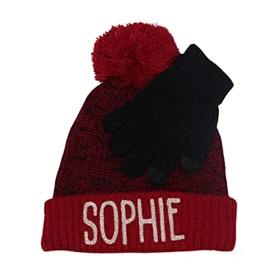 Image of TeddyTs Personalised Bobble Hat &amp; Gloves Set