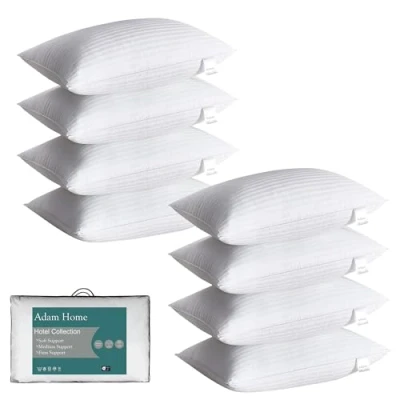Image of Adam Home Pillows 8 Pack Hotel Quality Side Sleeper Bounce Back Bed Pillow Quick Rebound &amp; Dust Proof Resistant Premium Filled of