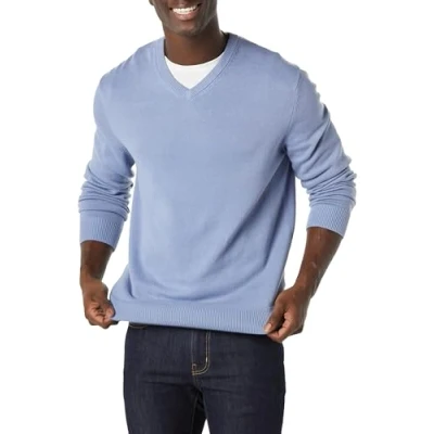 Image of Amazon Essentials Men&#039;s V Neck Sweater (Available in Big &amp; Tall), Light Blue, L