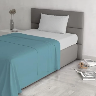 Image of Trend Chic Bedding Set 100% Cotton Made in Italy, Single, Teal